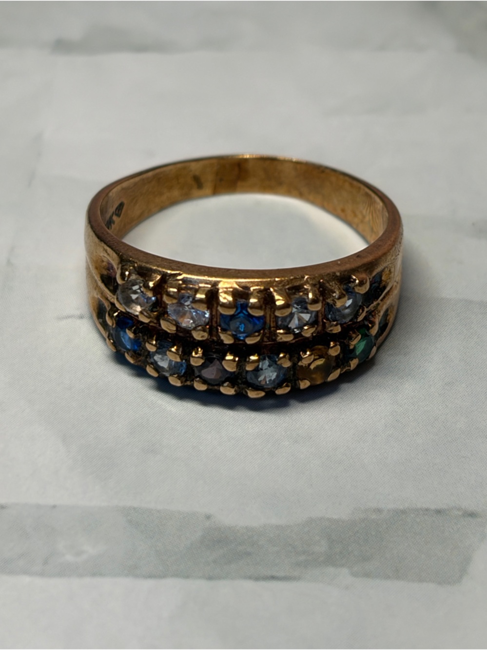 Vintage 10k Gold 11 Stone Family Ring 3.7g